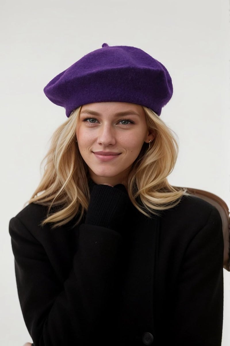 EGANO Women's ​​Beret Hats​​ - French Wool Blend Winter Cap, 70% Wool All-Season Soft ​​Beret Hats for Women​​ (Multi-Color)​ - Image 2